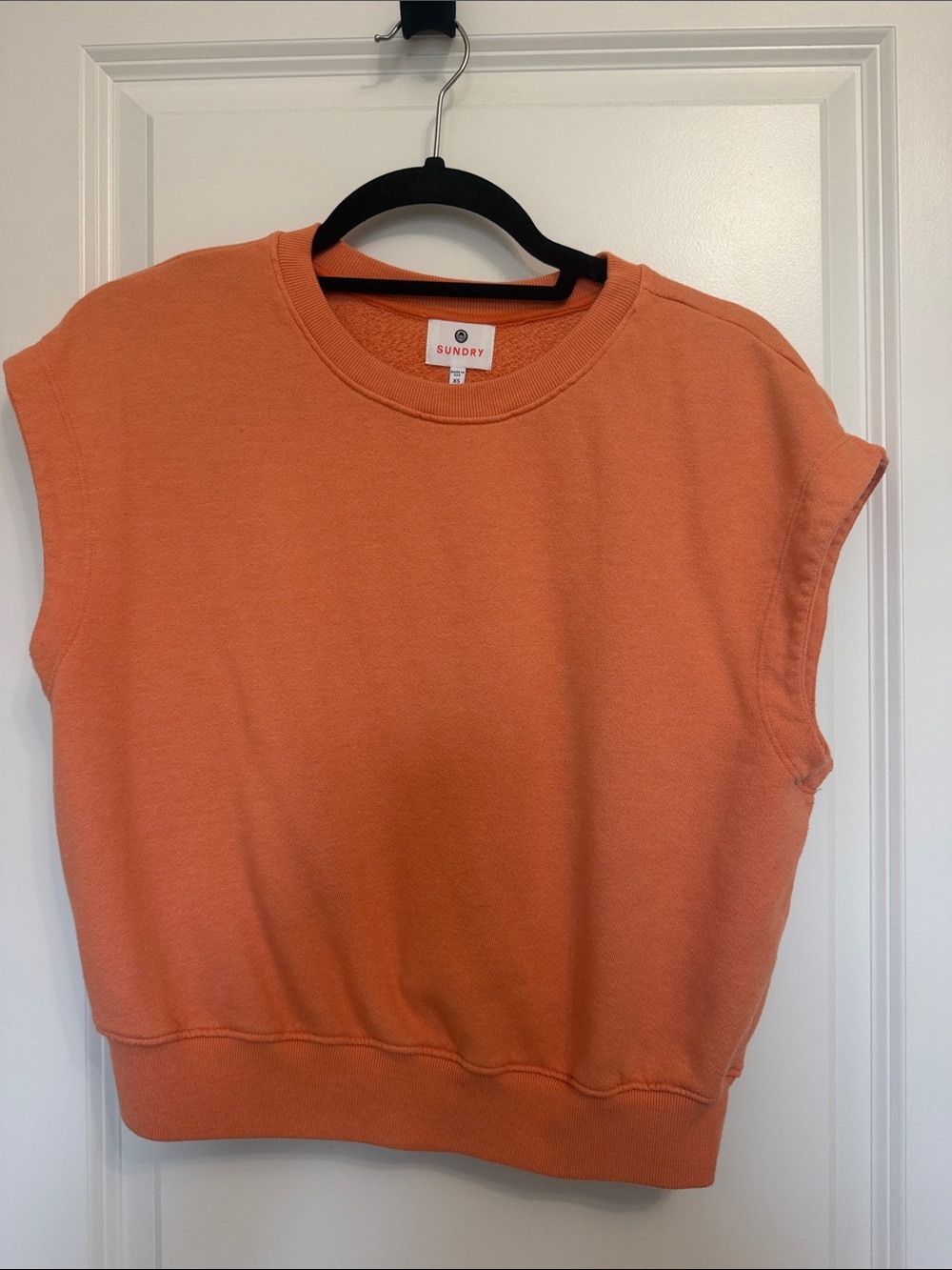 Sundry Coral Orange Sleeveless Crewneck Sweatshirt